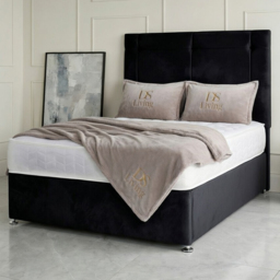 DS Living Kingsley Black Super King Size Plush Divan Bed - thumbnail 1