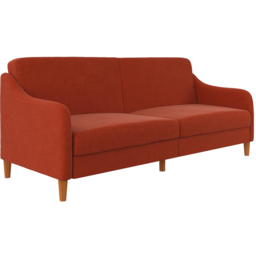 Dorel Jasper 3 Seater Orange Linen Sprung Sofa Bed - thumbnail 2