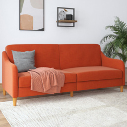 Dorel Jasper 3 Seater Orange Linen Sprung Sofa Bed