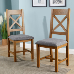 Home Source Holcombe Grey Smoked Oak High Cross Back Dining Chair Set of 2