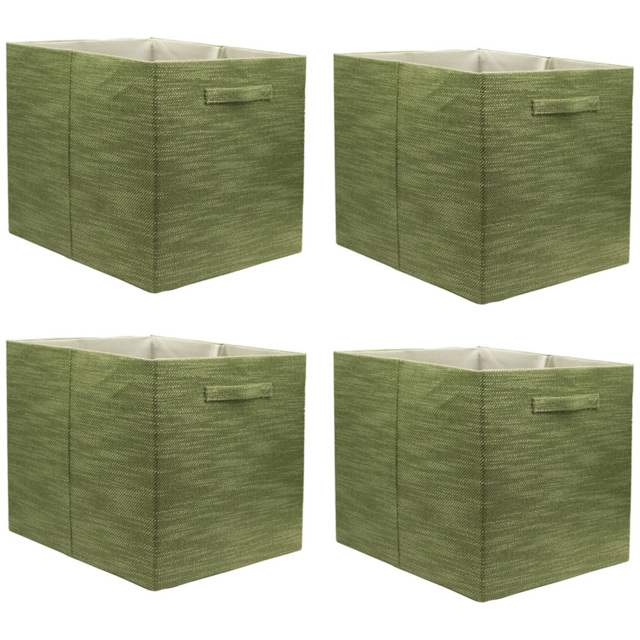 Homebase Textured Sage Green Cube Storage Insert 4 Pack - image 1