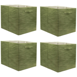 Homebase Textured Sage Green Cube Storage Insert 4 Pack - thumbnail 1