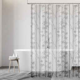 Clear and Grey Bamboo Water Repellent Shower Curtain 180 x 180cm - thumbnail 2