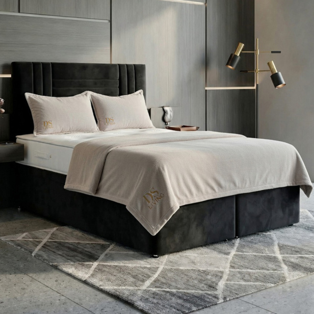 DS Living Orion Black Double Plush Ottoman Bed - image 1