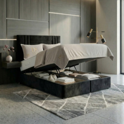 DS Living Orion Black Double Plush Ottoman Bed - thumbnail 2