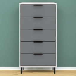 Seconique Madrid 5 Drawer Grey and White Gloss Narrow Chest