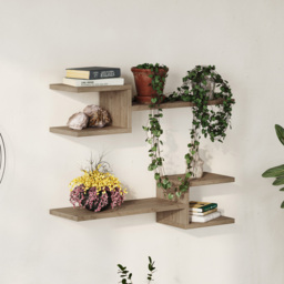Decortie Set of 2 Natural Oak Wall-Mounted Floating Shelf - thumbnail 2