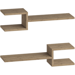 Decortie Set of 2 Natural Oak Wall-Mounted Floating Shelf