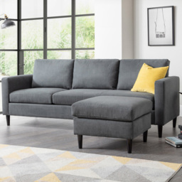 Julian Bowen Marant 3 Seater Grey Corner Sofa - thumbnail 1