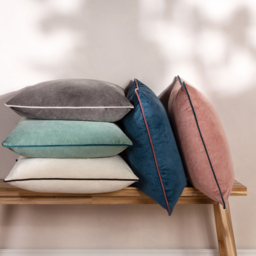 Paoletti Meridian Ivory Black Velvet Cushion - thumbnail 4