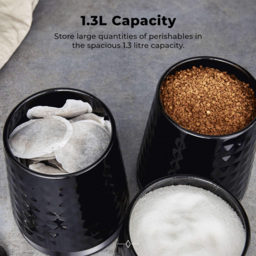 Tower 3 Piece Black Solitaire Canister Set - thumbnail 4