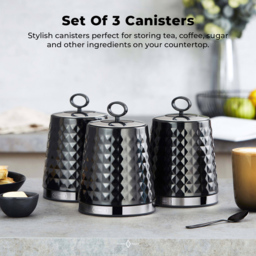 Tower 3 Piece Black Solitaire Canister Set - thumbnail 3