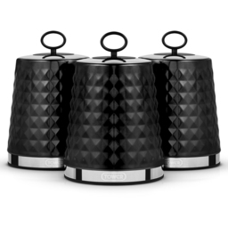 Tower 3 Piece Black Solitaire Canister Set