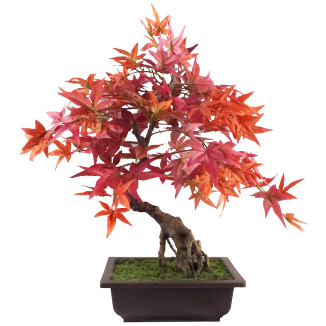 Leaf Artificial Red Maple Bonsai Tree in Pot 50cm - image 1