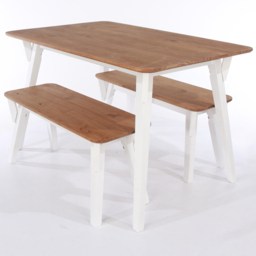 Core Products Corona 4 Seater White Rectangular Medium Dining Bench Set - thumbnail 2