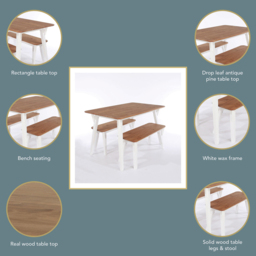Core Products Corona 4 Seater White Rectangular Medium Dining Bench Set - thumbnail 4