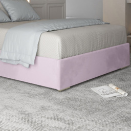 Tammy Single Pink Soft Velvet Upholstered Metal Bed Frame with Panelled Headboard - thumbnail 4