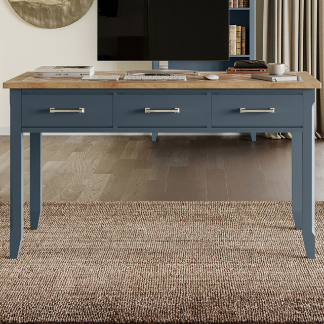 Baumhaus Signature 3 Drawer Blue Executive Dressing Table - image 1