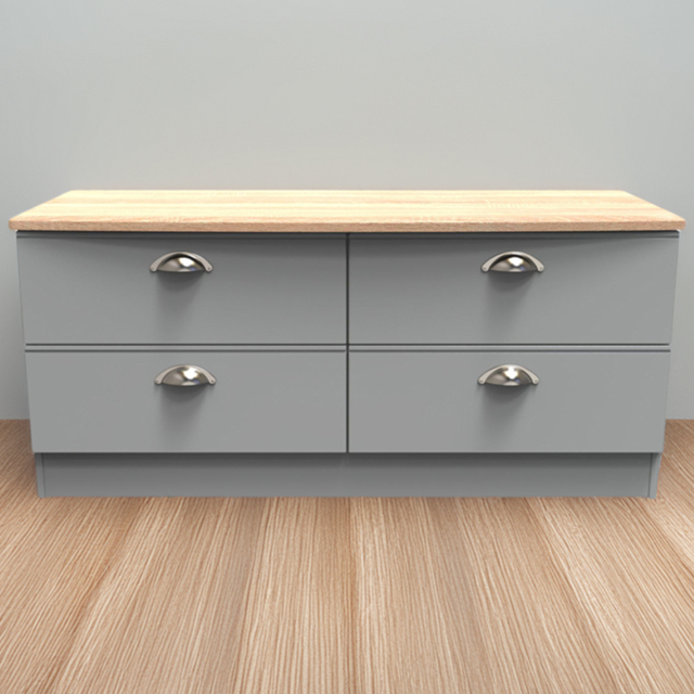 Crowndale Victoria Dusk Grey and Oak 4 Drawer TV Unit - image 1