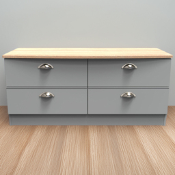 Crowndale Victoria Dusk Grey and Oak 4 Drawer TV Unit