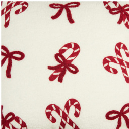 Candy Cane Bow Boucle Cushion White - thumbnail 2