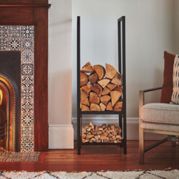 Ivyline Black 2 Shelf Steel Tall Square Log Holder 120cm - thumbnail 2