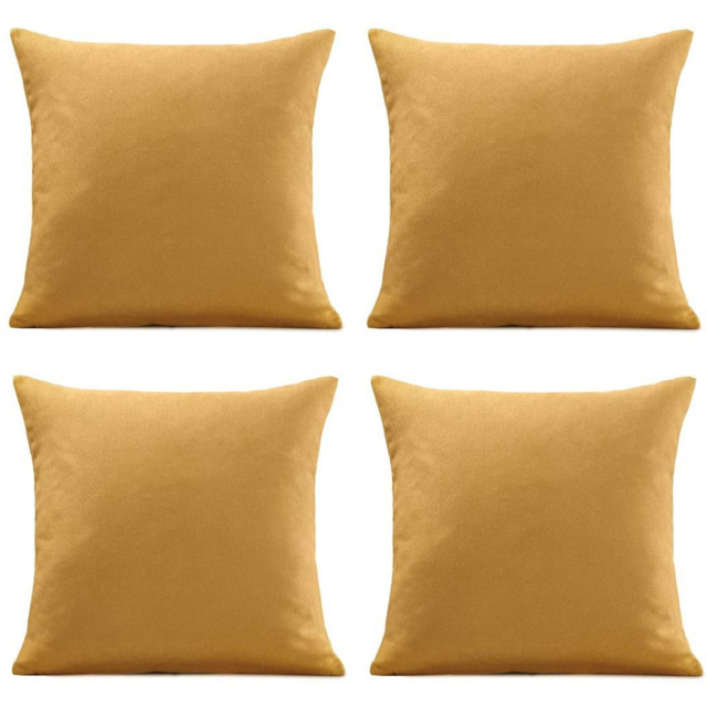 Alan Symonds Plain Velvet Chenille Ochre Cushion with Polyester Filled Pad 45 x 45cm 4 Pack