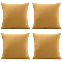 Alan Symonds Plain Velvet Chenille Ochre Cushion with Polyester Filled Pad 45 x 45cm 4 Pack