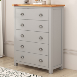 Cabinet Bits Argenta 5 Drawer Chest of Drawers with Chrome Cup Handle