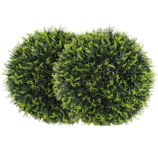 Portland Set of 2 Green Topiary Ball Artificial Faux Plant in Pot - image 1
