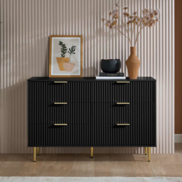 Birlea Zara 6 Drawer Black Fluted Chest of Drawers - thumbnail 4