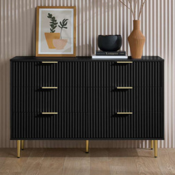Birlea Zara 6 Drawer Black Fluted Chest of Drawers