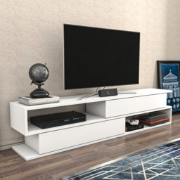 Decorotika Cortez 2 Shelf White TV Unit - thumbnail 1
