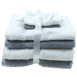 Pack of 6 Towel Bale - Silver and White