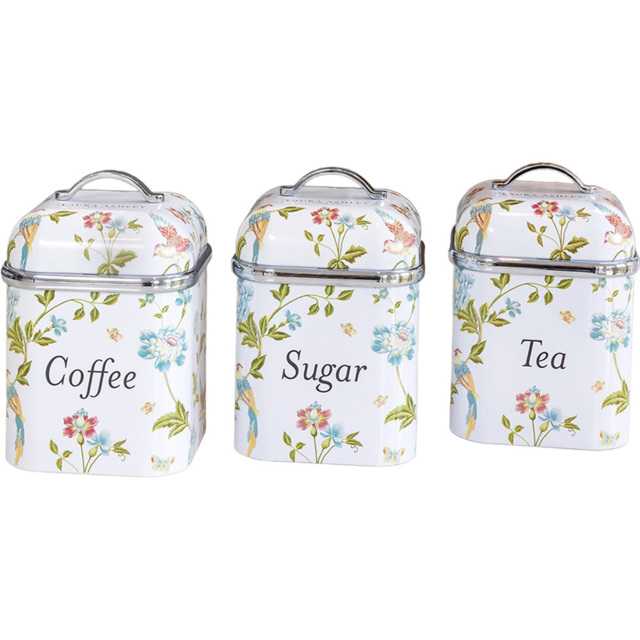 Laura Ashley 3 Piece White Floral Kitchen Canister Set - image 1
