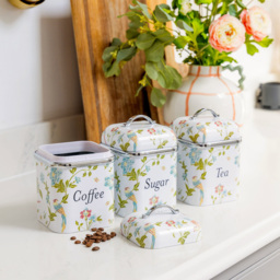 Laura Ashley 3 Piece White Floral Kitchen Canister Set - thumbnail 2