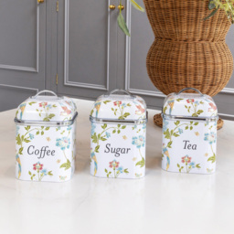 Laura Ashley 3 Piece White Floral Kitchen Canister Set - thumbnail 3