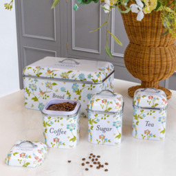 Laura Ashley 3 Piece White Floral Kitchen Canister Set - thumbnail 4