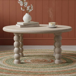 Artisan Furniture Salted Oak Spindle-Shaped Legs Mango Wood Coffee Table