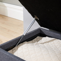 Home Source Pewter Dark Grey Padded Ottoman - thumbnail 3