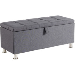 Home Source Pewter Dark Grey Padded Ottoman - thumbnail 2