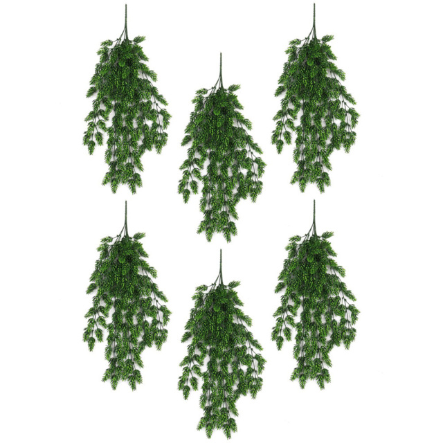 Leaf Clustered Fern Hanging UV and Fire Resistant Artificial Plant 128cm 6 Pack - image 1