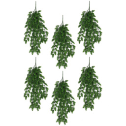 Leaf Clustered Fern Hanging UV and Fire Resistant Artificial Plant 128cm 6 Pack - thumbnail 1