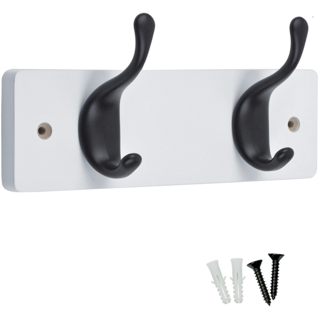 Headbourne White and Black 2 Hook Coat Rail - image 1