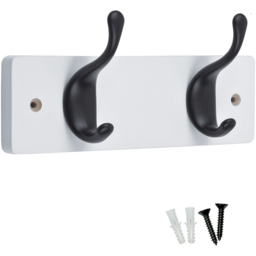 Headbourne White and Black 2 Hook Coat Rail - thumbnail 1