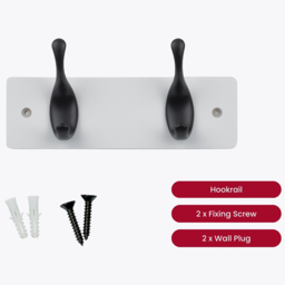 Headbourne White and Black 2 Hook Coat Rail - thumbnail 3