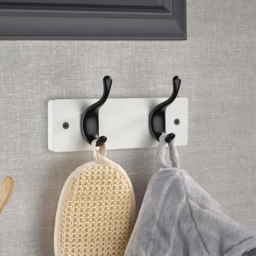 Headbourne White and Black 2 Hook Coat Rail - thumbnail 2