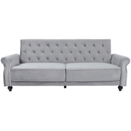 Furniture One 3 Seater Grey Velvet Sofa Bed - thumbnail 3