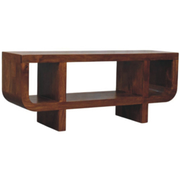 Artisan Furniture Orion Chestnut 3 Shelf Solid Wood Curved Media Unit - thumbnail 3
