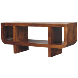 Artisan Furniture Orion Chestnut 3 Shelf Solid Wood Curved Media Unit - thumbnail 4